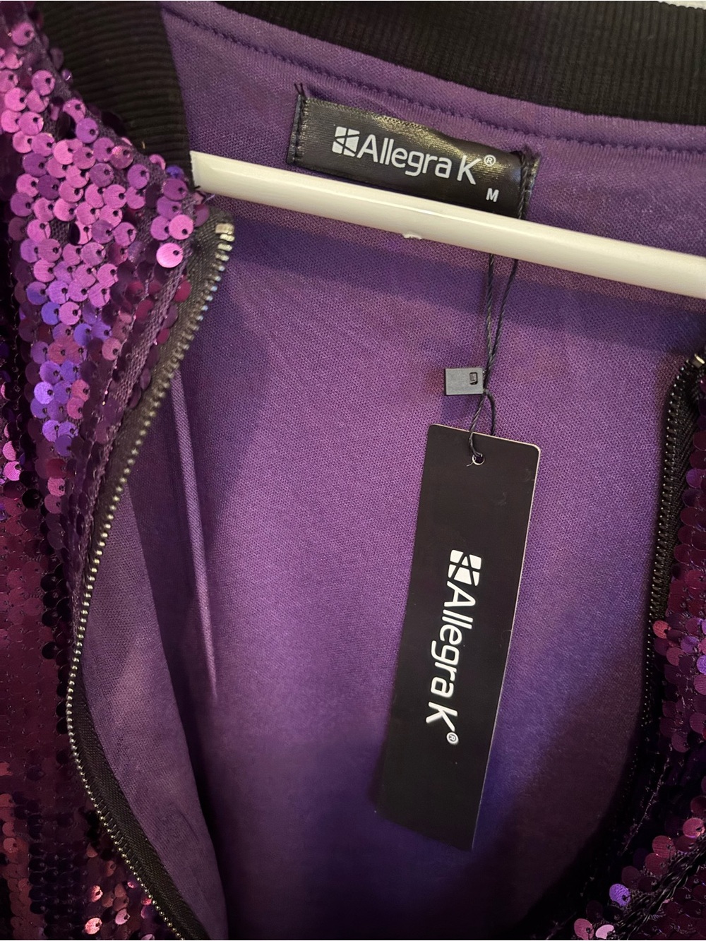 Purple Sequin Bomber Jacket - Picture 5 of 5